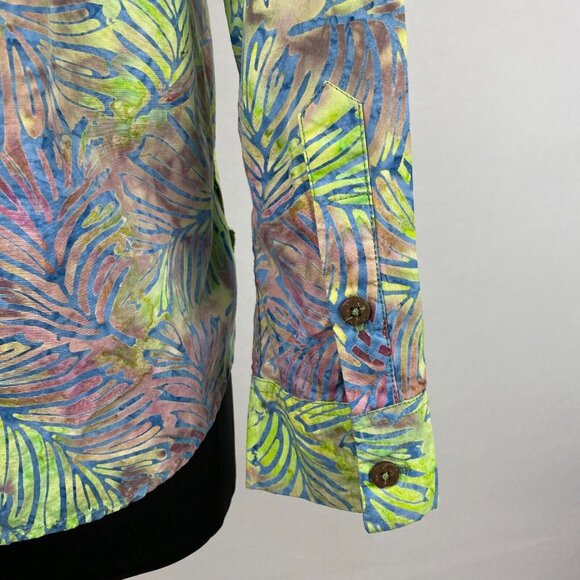 Pete Huntington Shirt Womens Button Down Funky Artsy Vacation Hawaiian Travel M - Picture 4 of 7